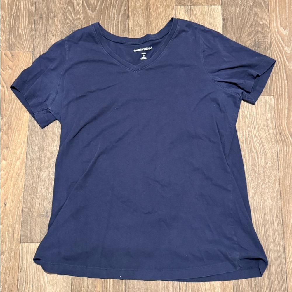 Woman Within Medium Blue Shirt